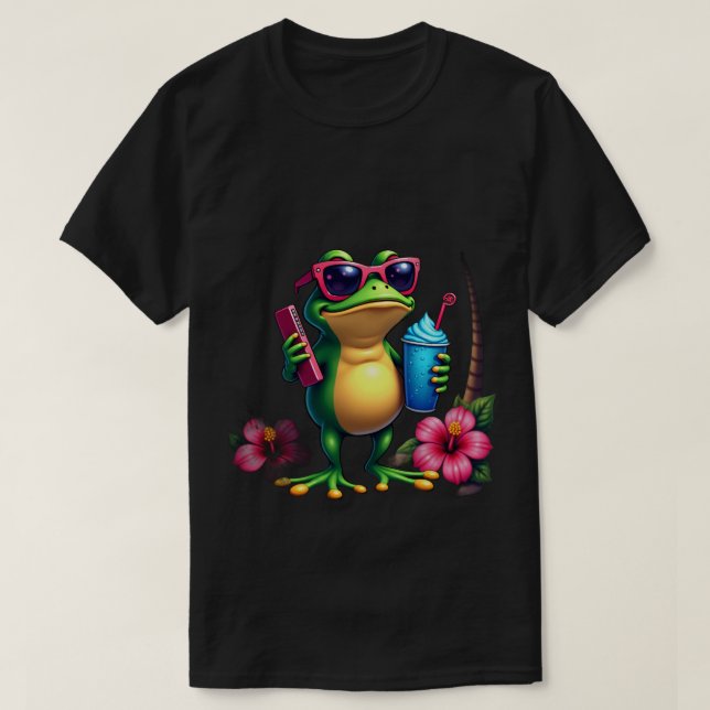 Grumpy Frog Vaporwave Y2K Retro Cool Aesthetic Tro T-Shirt (Design Front)