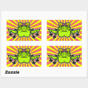Grumpy Frog Weird Cartoon Creature Rectangular Sticker