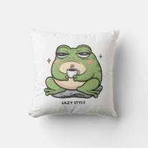 Grumpy Frog with a Tiny Cup of Coffee