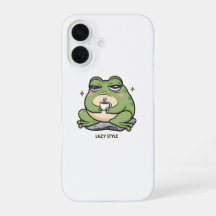 Grumpy Frog with a Tiny Cup of Coffee