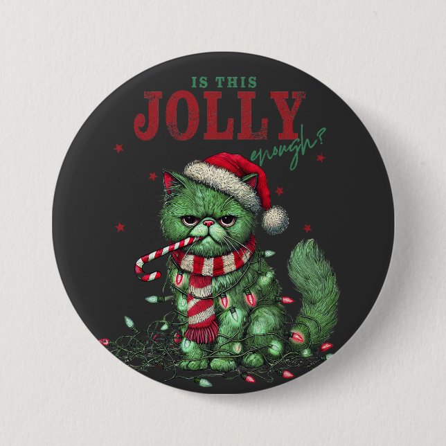 Grumpy Funny Cat Christmas Holiday 7.5 Cm Round Badge (Front)