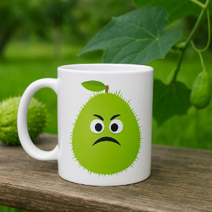 Grumpy Fuzzy Pear Face Funny Fruit Character Coffee Mug