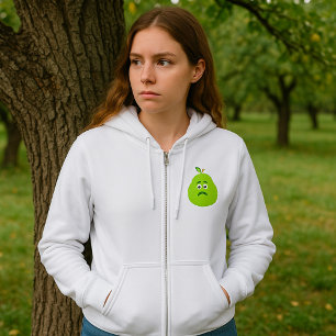 Grumpy Fuzzy Pear Face Funny Fruit Character Hoodie
