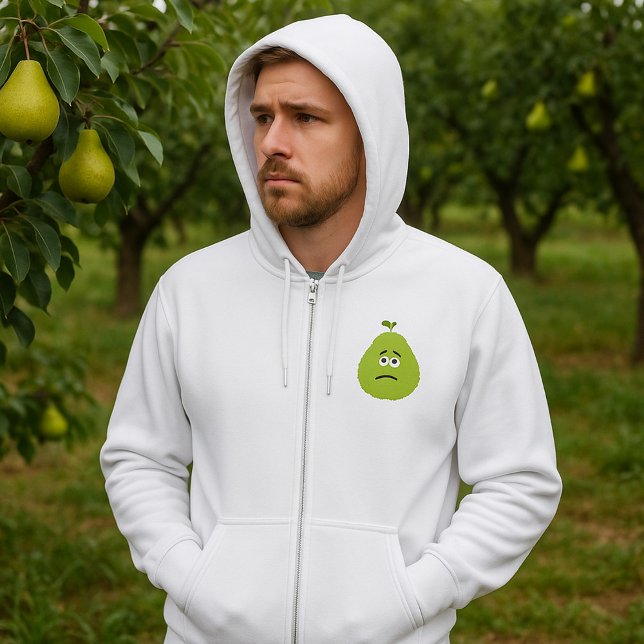 Grumpy Fuzzy Pear Face Funny Fruit Character Hoodie (Creator Uploaded)