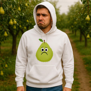 Grumpy Fuzzy Pear Face Funny Fruit Character Hoodie