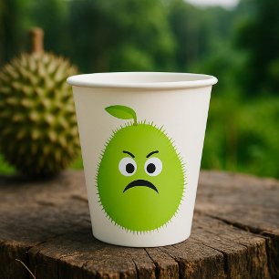 Grumpy Fuzzy Pear Face Funny Fruit Character Paper Cups