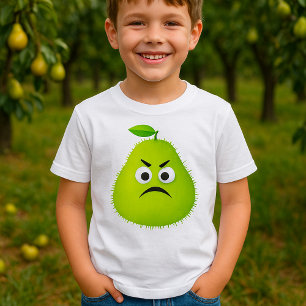 Grumpy Fuzzy Pear Face Funny Fruit Character T-Shirt