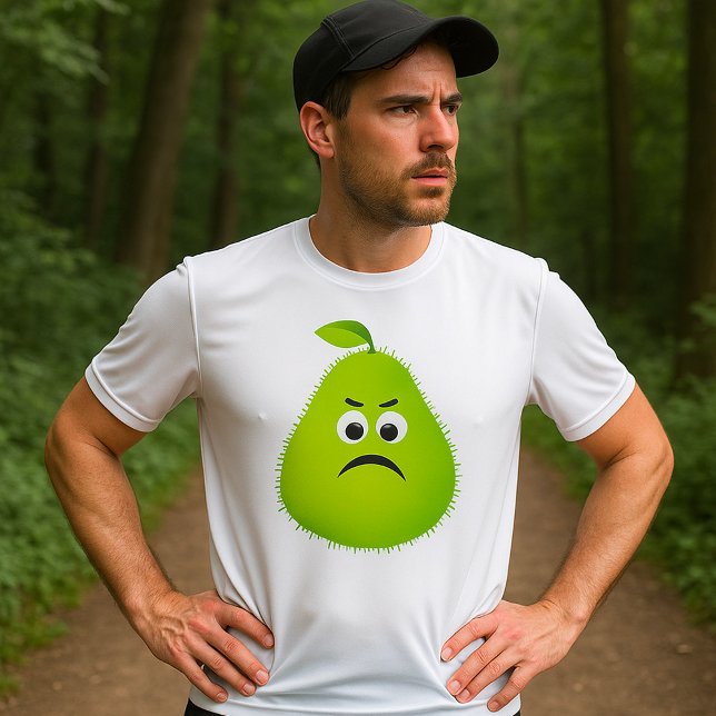 Grumpy Fuzzy Pear Face Funny Fruit Character T-Shirt (Creator Uploaded)