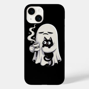 Grumpy Ghost Black Cat Meh Coffee Morning Mood Case-Mate iPhone 14 Case