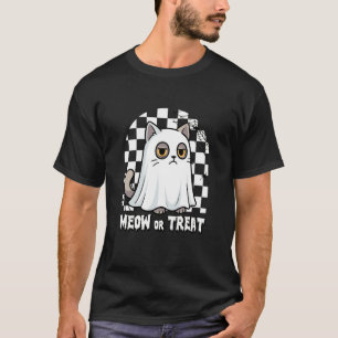 Grumpy Ghost Cat Purr or Treat Funny Halloween T-Shirt