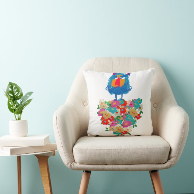 Grumpy Giant on Pastel Blooms Cushion (Chair)