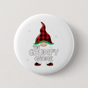 Grumpy Gnome Buffalo Plaid Matching Family Christm 6 Cm Round Badge