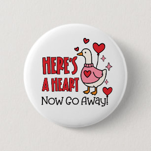 Grumpy Goose Anti-Valentine Heart 6 Cm Round Badge