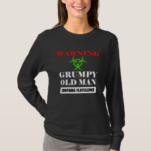 Grumpy Grandpa Warning Grumpy Old Man Contains Fla T-Shirt
