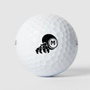 Grumpy Hermit Crab Silhouette Monogram Golf Balls