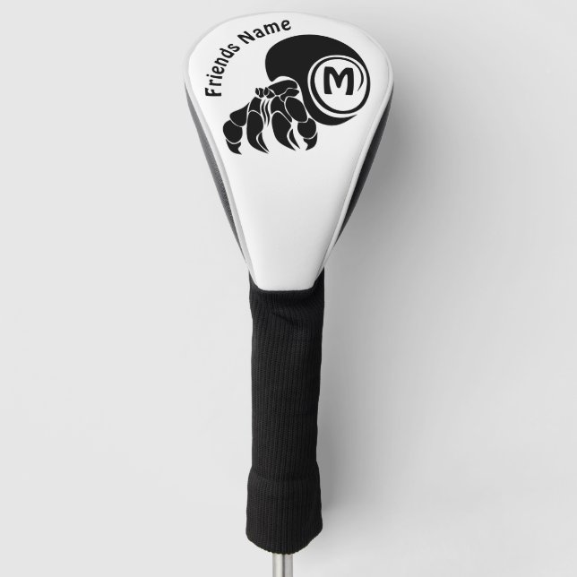 Grumpy Hermit Crab Silhouette Monogram Golf Head Cover (Front)