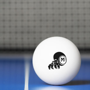 Grumpy Hermit Crab Silhouette Monogram Ping Pong Ball