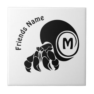 Grumpy Hermit Crab Silhouette Monogram Tile