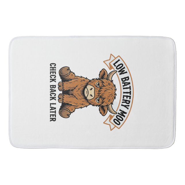 Grumpy Highland Cow Funny Offline Mood Shirt Bath Mat (Front)