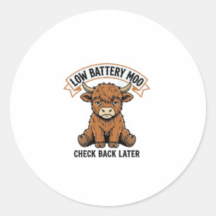 Grumpy Highland Cow Funny Offline Mood Shirt Classic Round Sticker