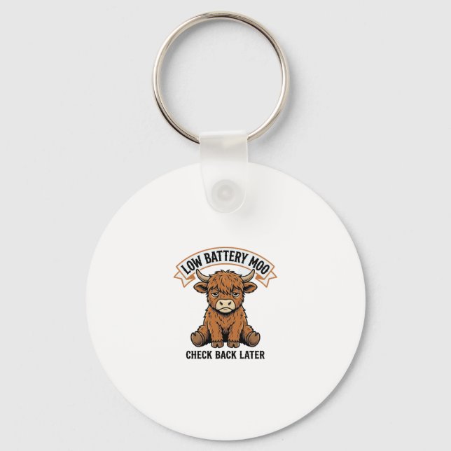 Grumpy Highland Cow Funny Offline Mood Shirt Key Ring (Front)