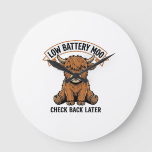 Grumpy Highland Cow Funny Offline Mood Shirt Large Clock