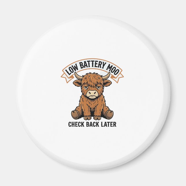 Grumpy Highland Cow Funny Offline Mood Shirt Magnet (Front)