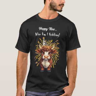 Grumpy Highland Cow New Year’s Mood T-Shirt