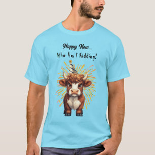 Grumpy Highland Cow New Year’s Mood T-Shirt