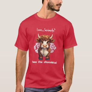 Grumpy Highland Cow Valentine’s Day T-Shirt