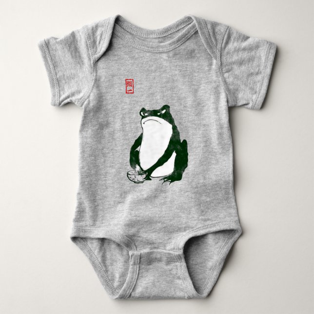 Grumpy Japanese Frog Toad 19th Century  Baby Bodysuit (Front)