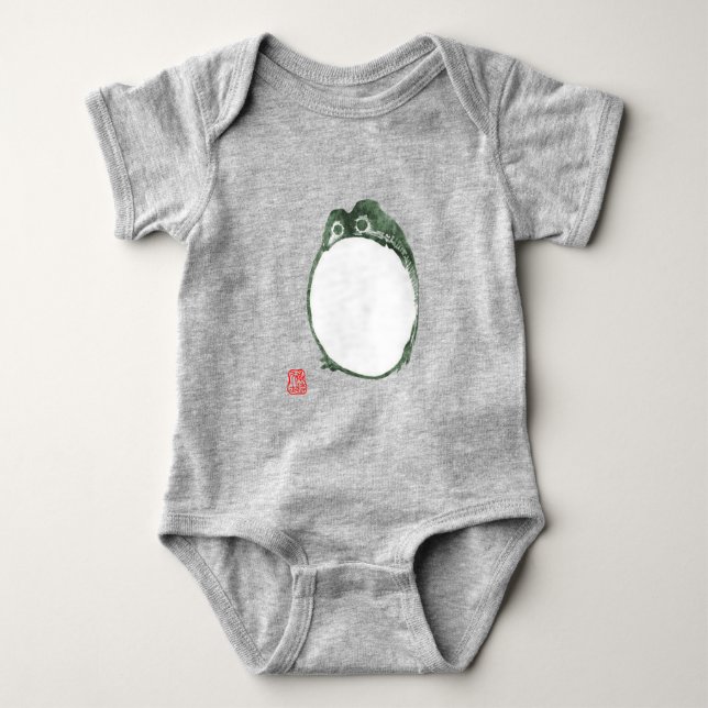 Grumpy Japanese Frog Toad 19th Century  Baby Bodysuit (Front)