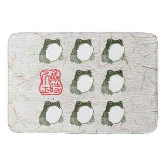 Grumpy Japanese Frog Toad 19th Century  Bath Mat