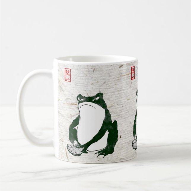 Grumpy Japanese Frog Toad 19th Century  Coffee Mug (Left)