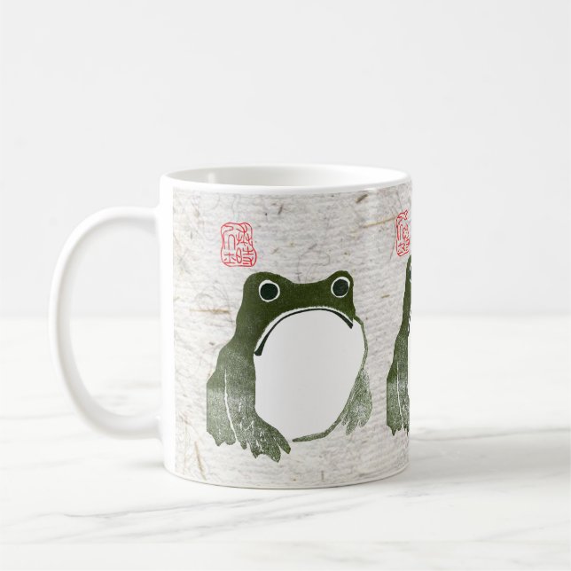 Grumpy Japanese Frog Toad 19th Century  Coffee Mug (Left)