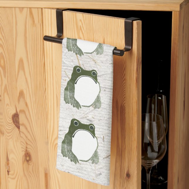 Grumpy Japanese Frog Toad 19th Century  Tea Towel (Thirds Fold)