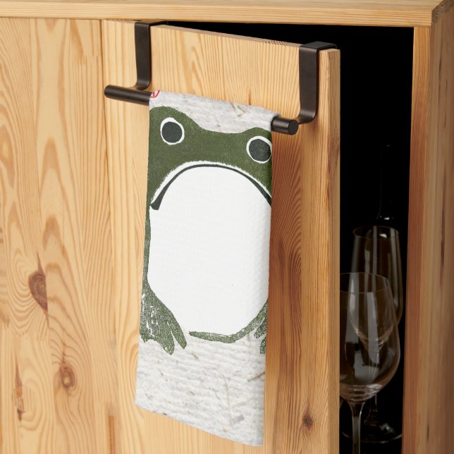 Grumpy Japanese Frog Toad 19th Century  Tea Towel (Thirds Fold)