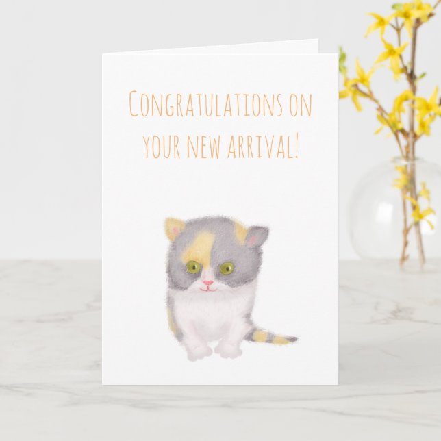 Grumpy Katie new kitten card for a couple (Yellow Flower)