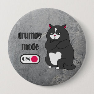 Grumpy mode on funny fat cat 10 cm round badge