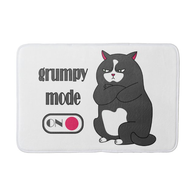 Grumpy mode on funny fat cat   bath mat (Front)