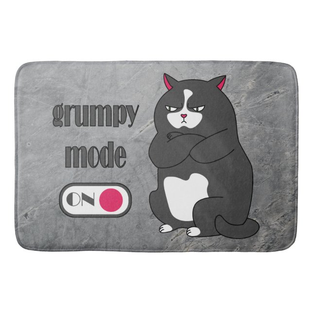 Grumpy mode on funny fat cat   bath mat (Front)
