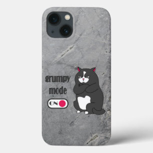 Grumpy mode on funny fat cat   iPhone 13 case