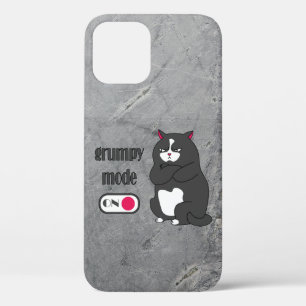 Grumpy mode on funny fat cat iPhone 12 case