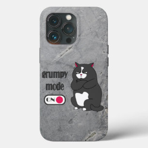 Grumpy mode on funny fat cat iPhone 13 pro case