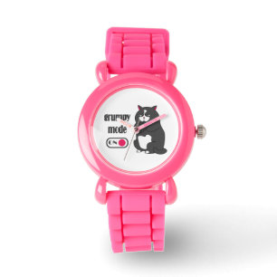 Grumpy mode on funny fat cat ceramic ornament watch