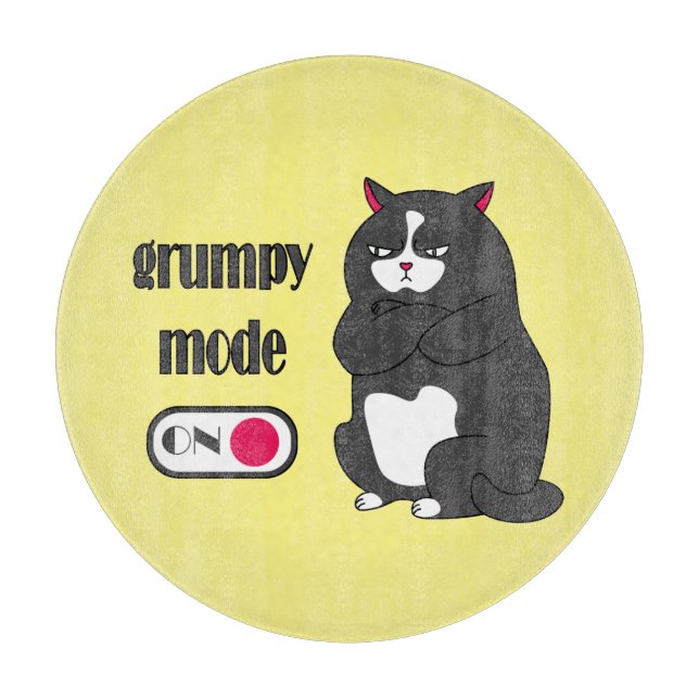 Grumpy mode on funny fat cat   cutting board (Front)