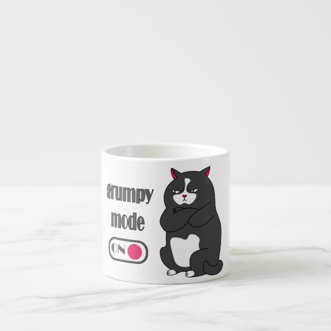 Grumpy mode on funny fat cat  espresso cup (Front)