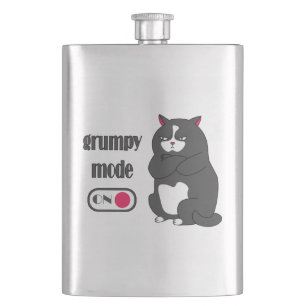 Grumpy mode on funny fat cat  hip flask