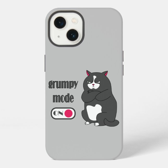 Grumpy mode on funny fat cat    iPhone case (Back)