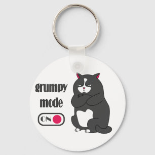 Grumpy mode on funny fat cat  key ring